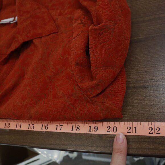 Chico's Corduroy Burnout Shirt Womens M Orange Western Preppy 70's Boho Academia - Picture 13 of 16